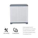 Plastic Cupboard with 1 Shelve & 2 Doors, White & Grey |